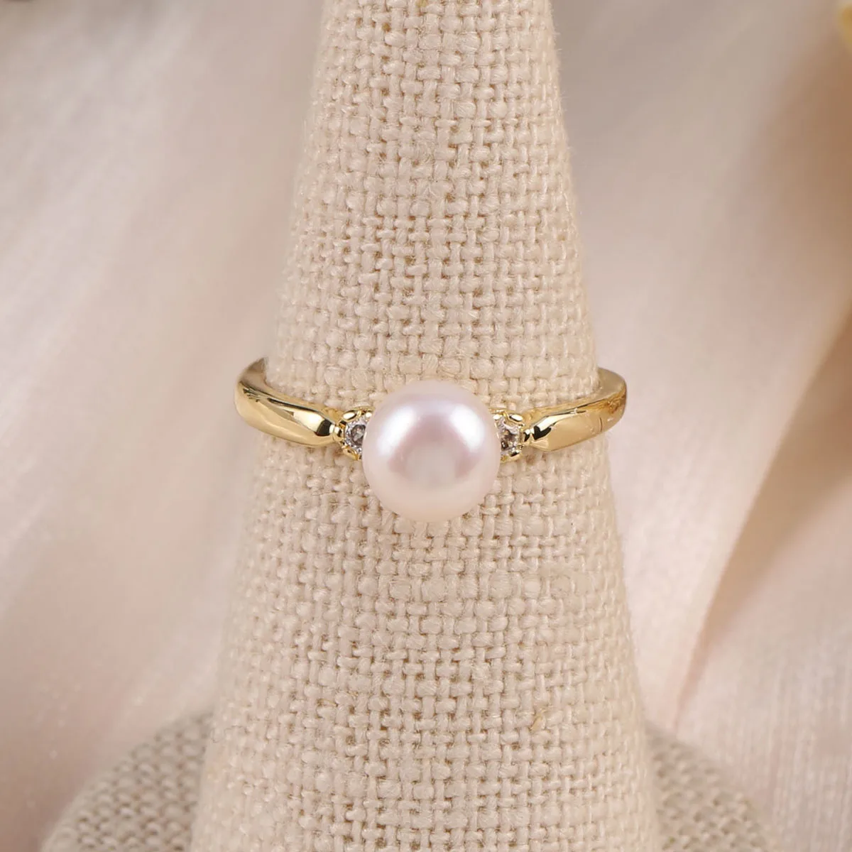 Ring Blank Adjustable - Anelli di perle d'acqua dolce naturali