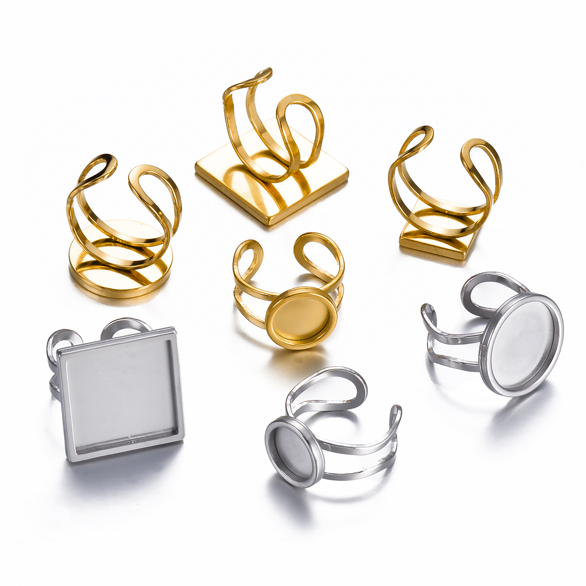 Ring Blank Adjustable - 4 Pezzi Base per Anelli Regolabili
