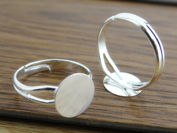 Ring Blank Adjustable - 6/8/10/12mm 10 pz Argento Placcato Bronzo
